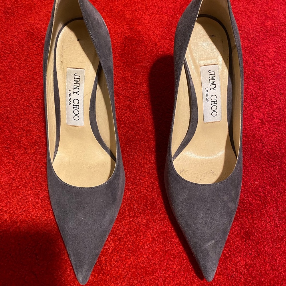 Jimmy Choo Love 85 Gray suede pumps